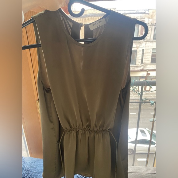 Aritzia Babaton Floreia Blouse Olive Small - Picture 3 of 6